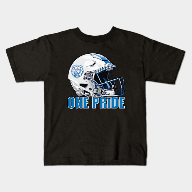 One Pride Detroit Lions Helmet Kids T-Shirt by vectrus